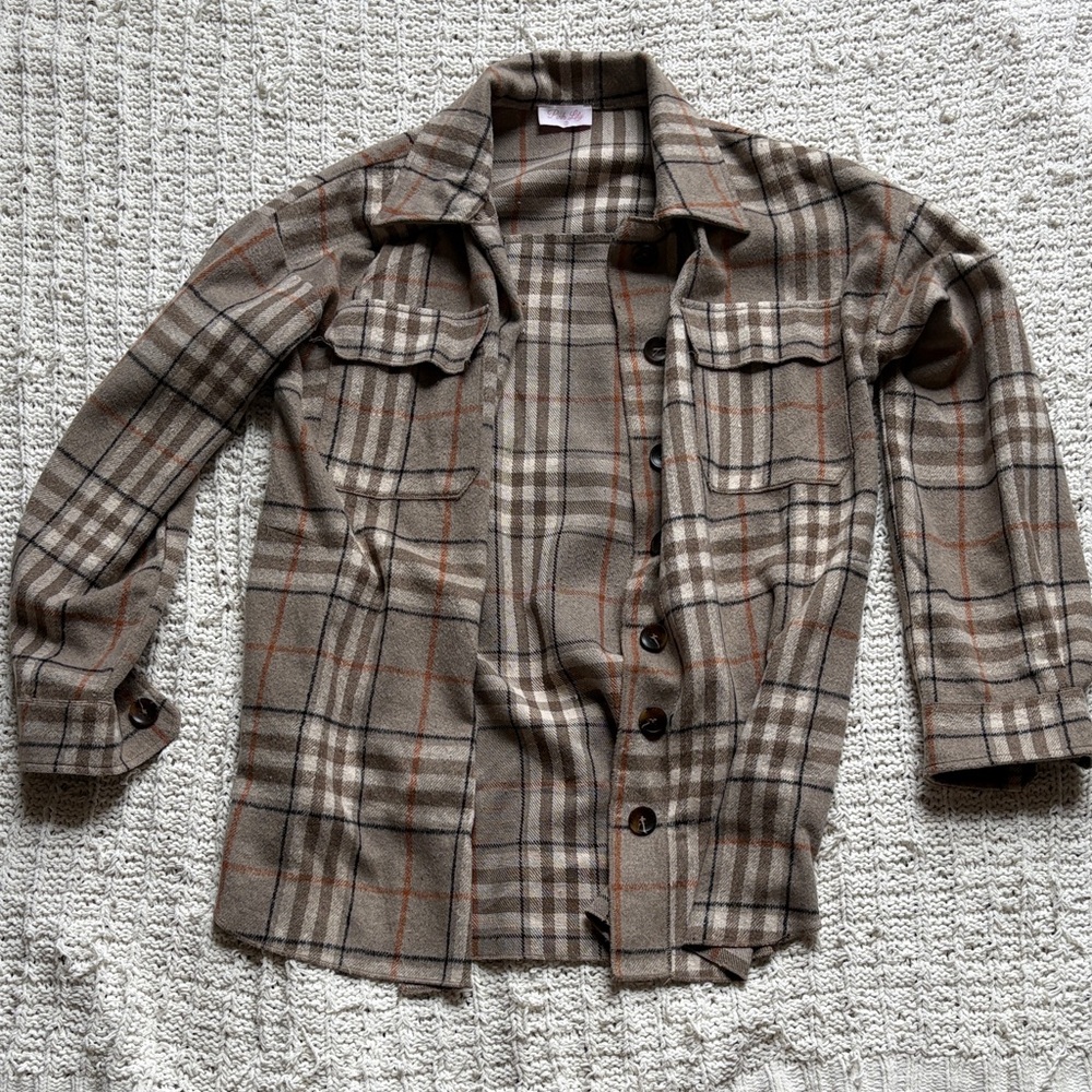Plaid Button Down Shirt - Brown